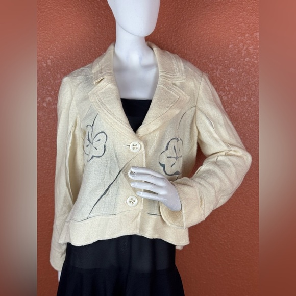 Tribal Cream Blazer with Embroidered Floral Design - Picture 1 of 16